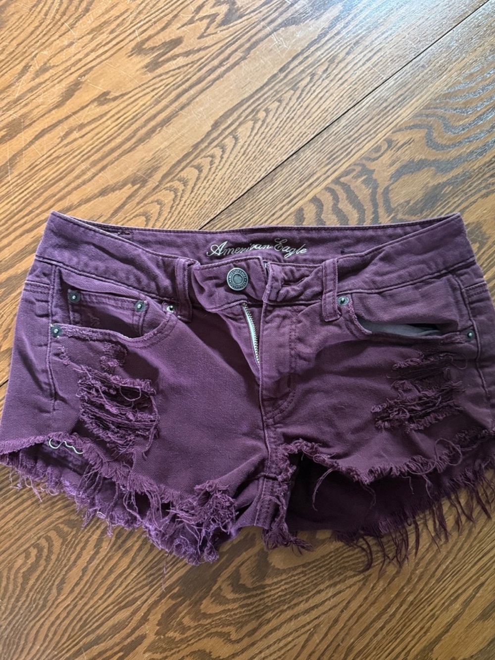 American Eagle Outfitters Plum Distressed Denim Cutoff Shorts